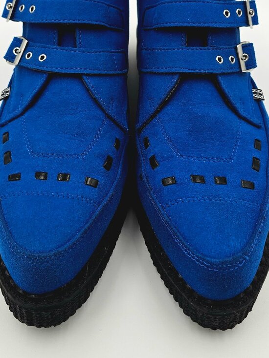 T.U.K. A9616 Electric Blue Vegan Suede High Pointed Creeper Shoes Unisex M11 W13 main image 9